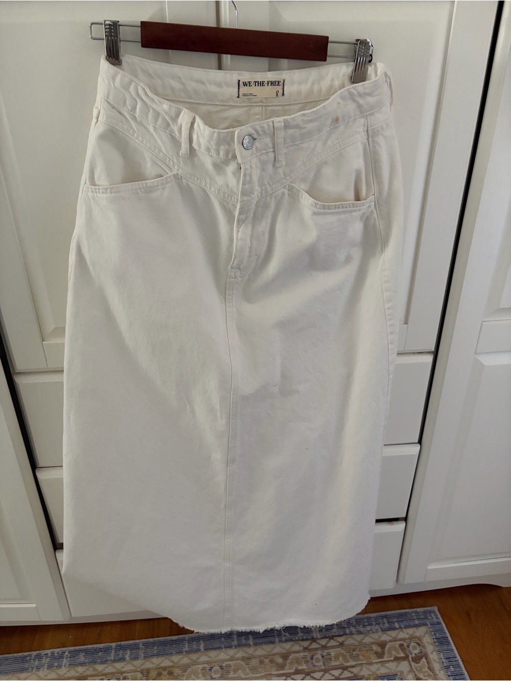 FREE PEOPLE We-The-Free White Denim Maxi Skirt, NWOT , size 8 - Picture 7 of 10